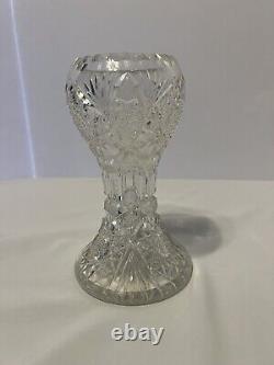 American Brilliant Period ABP Cut Glass Crystal Vase saw tooth edge