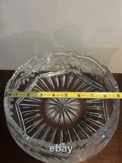 American Brilliant Period Clear Cut Crystal Glass 9 Bowl Rose Stems Etched