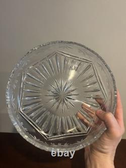 American Brilliant Period Clear Cut Crystal Glass 9 Bowl Rose Stems Etched