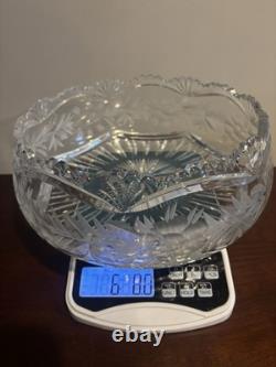 American Brilliant Period Clear Cut Crystal Glass 9 Bowl Rose Stems Etched