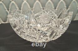 American Brilliant Period Clear Cut Crystal Glass Centerpiece Bowl 8 Antique