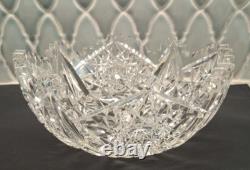 American Brilliant Period Clear Cut Crystal Glass Centerpiece Bowl 8 Antique