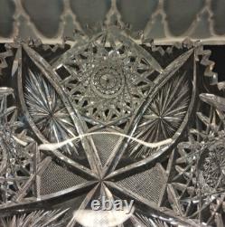 American Brilliant Period Clear Cut Crystal Glass Centerpiece Bowl 8 Antique