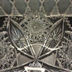 American Brilliant Period Clear Cut Crystal Glass Centerpiece Bowl 8 Antique