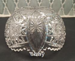 American Brilliant Period Clear Cut Crystal Glass Centerpiece Bowl 8 Antique
