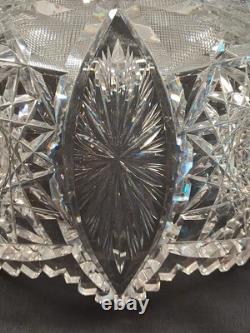 American Brilliant Period Clear Cut Crystal Glass Centerpiece Bowl 8 Antique