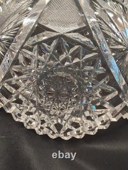 American Brilliant Period Clear Cut Crystal Glass Centerpiece Bowl 8 Antique