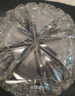 American Brilliant Period Clear Cut Crystal Glass Centerpiece Bowl 8 Antique