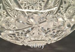American Brilliant Period Clear Cut Crystal Glass Centerpiece Bowl 8 Antique