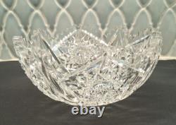 American Brilliant Period Clear Cut Crystal Glass Centerpiece Bowl 8 Antique