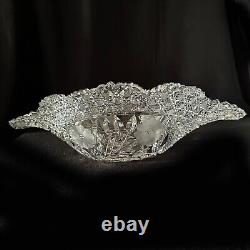 American Brilliant Period Clear Cut Crystal Glass Serving Bowl Dish Floral 14