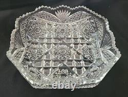 American Brilliant Period Cut Crystal Bowl square 8.75 x 2.75