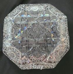 American Brilliant Period Cut Crystal Bowl square 8.75 x 2.75