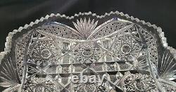 American Brilliant Period Cut Crystal Bowl square 8.75 x 2.75