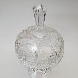American Brilliant Period Cut Crystal Pedestal Bonbonnière Compote Dish withLid