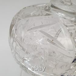 American Brilliant Period Cut Crystal Pedestal Bonbonnière Compote Dish withLid