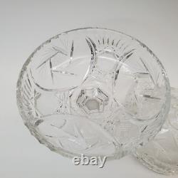 American Brilliant Period Cut Crystal Pedestal Bonbonnière Compote Dish withLid