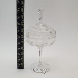 American Brilliant Period Cut Crystal Pedestal Bonbonnière Compote Dish withLid