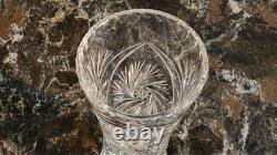 American Brilliant Period Cut Crystal Vase Star Pinwheel Shine 10 Tall