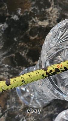 American Brilliant Period Cut Crystal Vase Star Pinwheel Shine 10 Tall