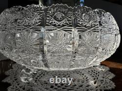 American Brilliant Period Cut Glass 10 3-Footed Crystal Bowl c. 1900-1915