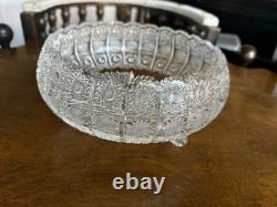 American Brilliant Period Cut Glass 10 3-Footed Crystal Bowl c. 1900-1915
