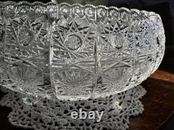 American Brilliant Period Cut Glass 10 3-Footed Crystal Bowl c. 1900-1915