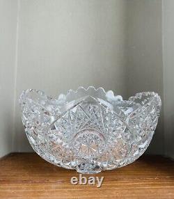 American Brilliant Period Cut Glass Antique Crystal Footed Bowl 10 X 5.5