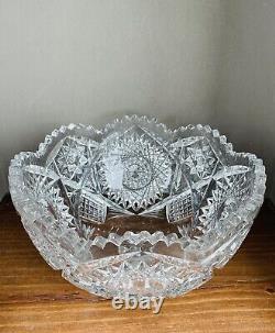 American Brilliant Period Cut Glass Antique Crystal Footed Bowl 10 X 5.5