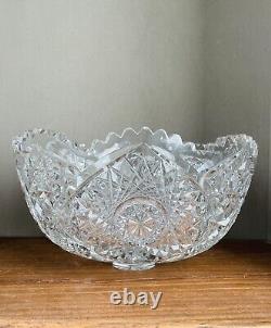 American Brilliant Period Cut Glass Antique Crystal Footed Bowl 10 X 5.5