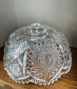 American Brilliant Period Cut Glass Antique Crystal Footed Bowl 10 X 5.5