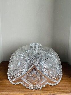 American Brilliant Period Cut Glass Antique Crystal Footed Bowl 10 X 5.5