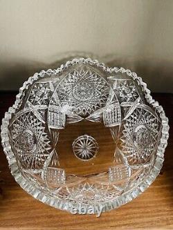 American Brilliant Period Cut Glass Antique Crystal Footed Bowl 10 X 5.5