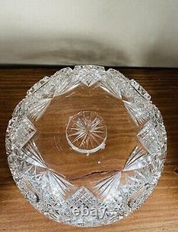 American Brilliant Period Cut Glass Antique Crystal Footed Bowl 10 X 5.5