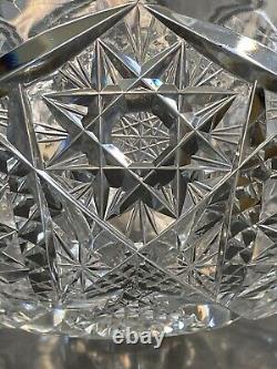 American Brilliant Period Cut Glass Antique Crystal Footed Bowl 10 X 5.5
