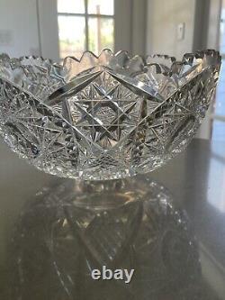 American Brilliant Period Cut Glass Antique Crystal Footed Bowl 10 X 5.5