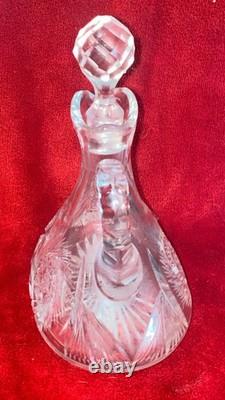 American Brilliant Period Cut Glass Decanter Lead Crystal 9
