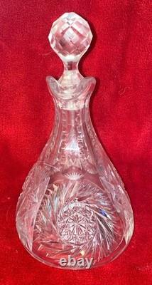 American Brilliant Period Cut Glass Decanter Lead Crystal 9
