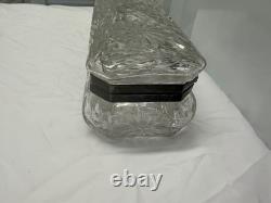 American Brilliant Period Cut Glass glove box silver lid, 6 Crystal Knife Rest