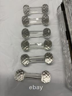 American Brilliant Period Cut Glass glove box silver lid, 6 Crystal Knife Rest