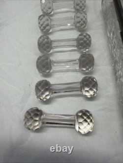 American Brilliant Period Cut Glass glove box silver lid, 6 Crystal Knife Rest