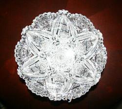 American Brilliant Period Deep Cut Crystal Bowl Motif Huge Six Point Star