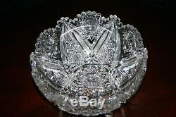 American Brilliant Period Deep Cut Crystal Bowl Motif Huge Six Point Star