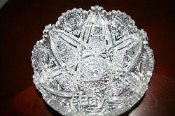 American Brilliant Period Deep Cut Crystal Bowl Motif Huge Six Point Star