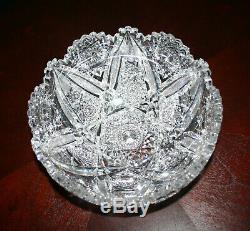 American Brilliant Period Deep Cut Crystal Bowl Motif Huge Six Point Star