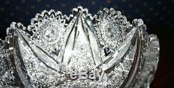 American Brilliant Period Deep Cut Crystal Bowl Motif Huge Six Point Star