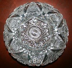 American Brilliant Period Deep Cut Crystal Bowl Motif Huge Six Point Star