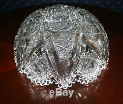 American Brilliant Period Deep Cut Crystal Bowl Motif Huge Six Point Star