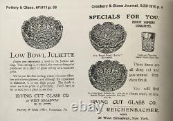 American Brilliant Period Deep Cut Glass Crystal Bowl Irving Juliette Pattern