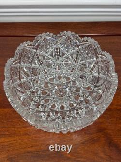 American Brilliant Period Deep Cut Glass Crystal Bowl Irving Juliette Pattern